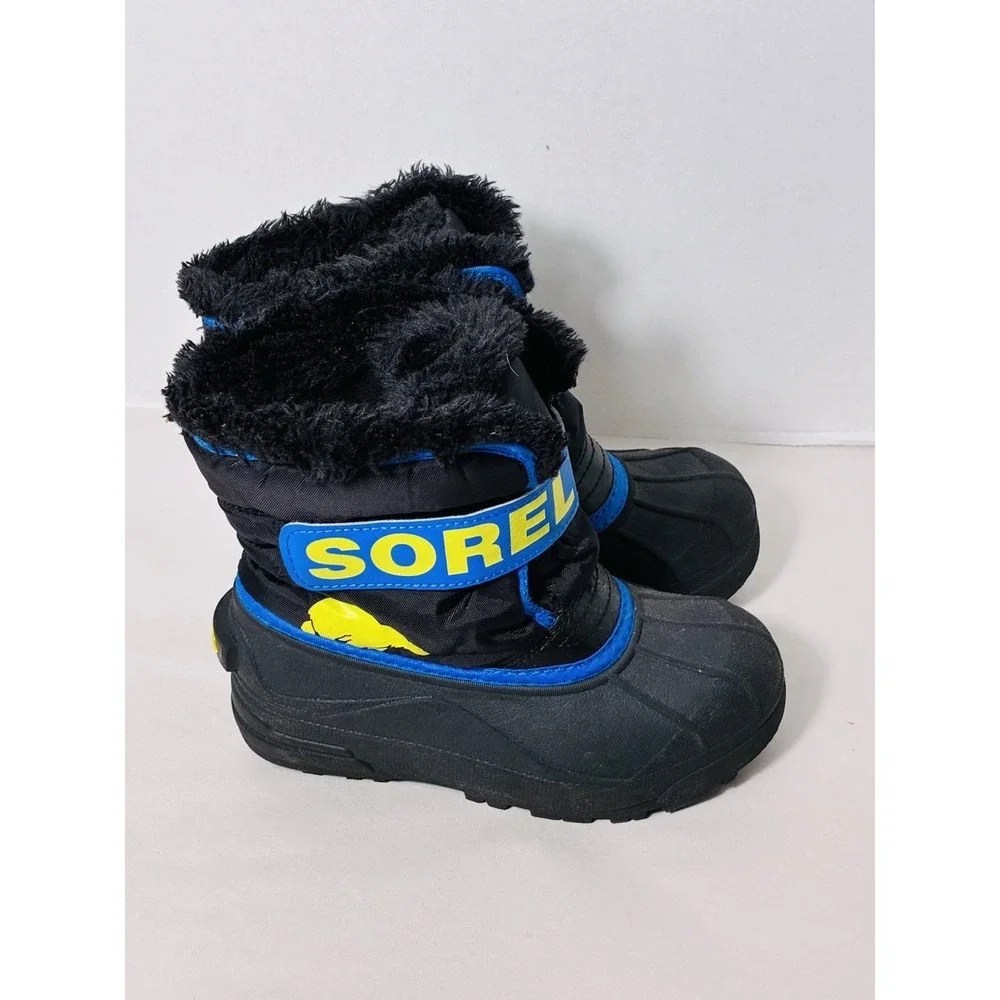 Sorel Snow Commander Boots Sz 13 Black Blue Fleece Lined Winter Snow School